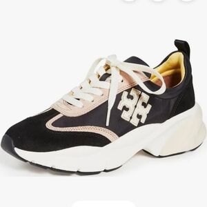 Tory Burch Women's Good Luck Trainer Sneakers Black /cream.... Size 9.5